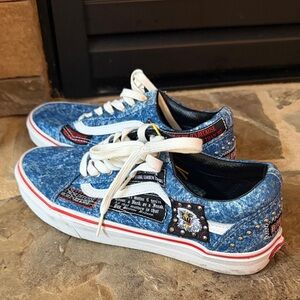 Vans Denim Cobra Kai Eagle Fang Low-Top Sneakers with Red Trim